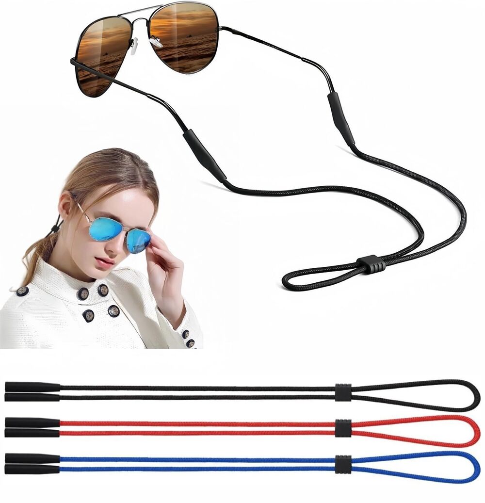 7857 Eyeglasses Holder Strap - 3 Pcs Adjustable Eyewear String Lanyard